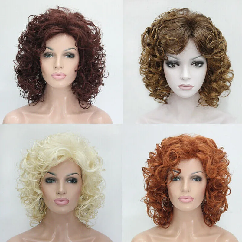 

Women Short Wavy Wig Hair Fluffy Brown Blonde Cosplay Wigs