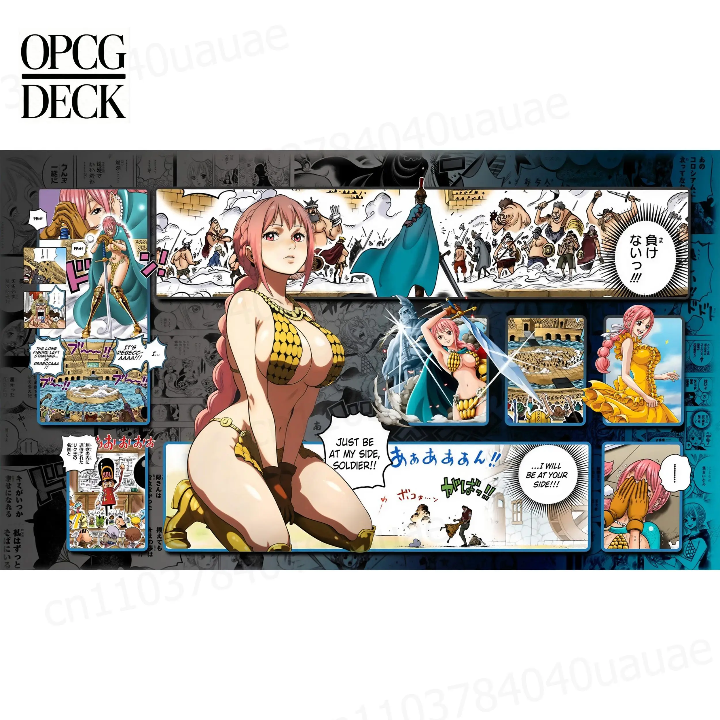 Tapete de Juego de Cartas One Piece OPCG, Rebecca Kyros Scarlett Riku Doldo Iii, Tapete de Juego de Anime de Alta Calidad, 60*35 cm