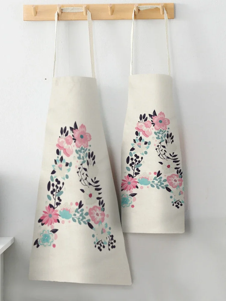 Cotton Linen Aprons Flower Aprons Letter Apron for Women Men for Cooking Home Cleaning Tools Anti-dirty Apron фартук для кухни