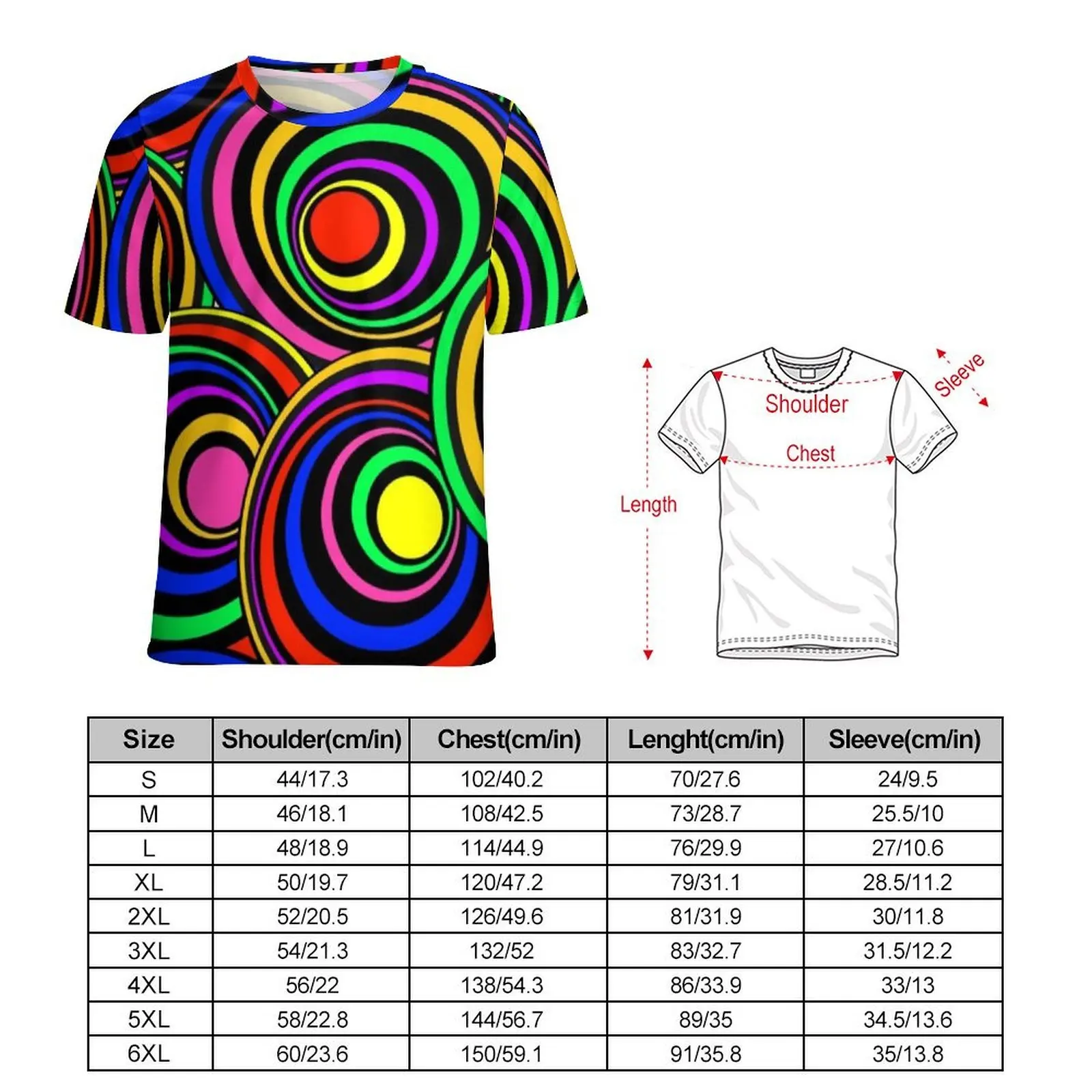 Trippy Psychedelic T Shirt Circles Op Art Pattern Hippie T Shirts Men Y2K Casual Tee Shirt Original Short-Sleeve Design Top Tees