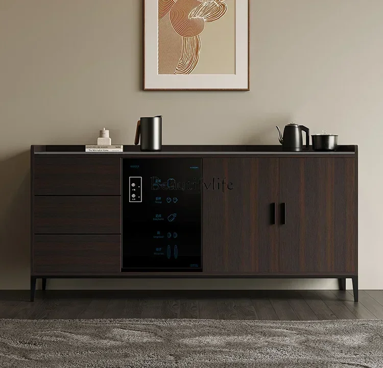 

02ld14Italian rock slab dining side cabinet solid wood disinfection tea bar machine integrated multi-functional locker