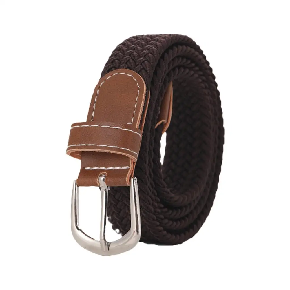 120-130cm Casual Knitted Pin Buckle Men Belt Woven Canvas Elastic Expandable Braided Stretch Belts For Women Jeans Female B K7I5