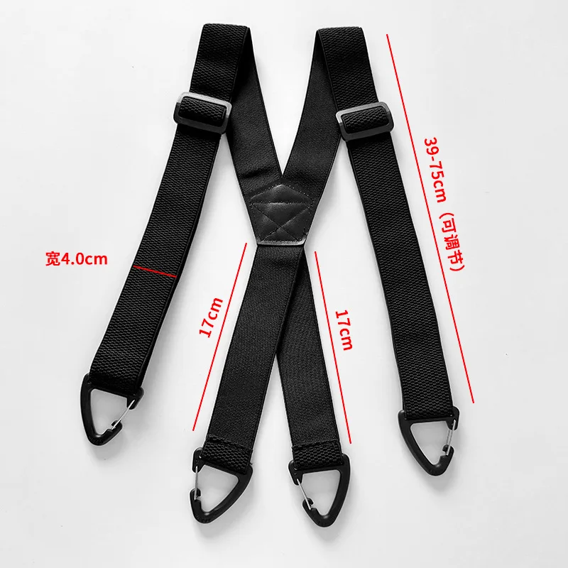 Stilvolle und minimalistische taktische Hosenträger für Erwachsene, 4-Clip-Stretch-Hosenträger mit dreieckigen Schnallen, Hosenträger im Workwear-Stil – Detail 2