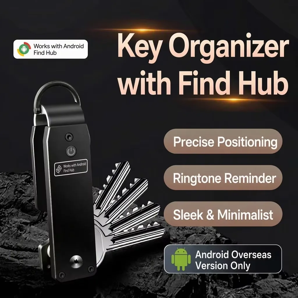 ZEEKER T5FH Smart Key Organizer Works with Android Find Hub, Aluminum Alloy Key Holder Holds 2-6 Keys, Anti-Loss Tracker with Pr