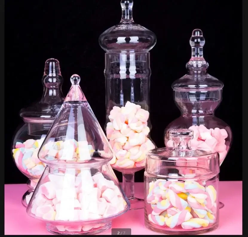 Transparent Glass with Cover Candy Jar Decorations Dessert Table Snack Cans Home Use Food Storage Tank Glass Food Container