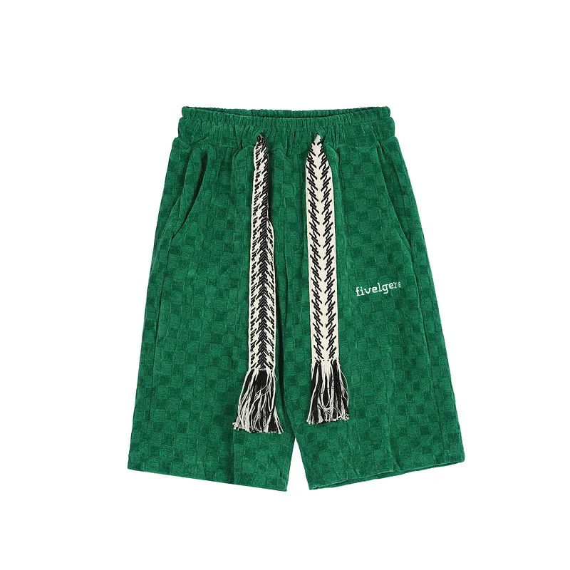 Pantalones de baloncesto a cuadros con flores oscuras para hombre, Capri holgado Retro de calle alta, novedad de 2022