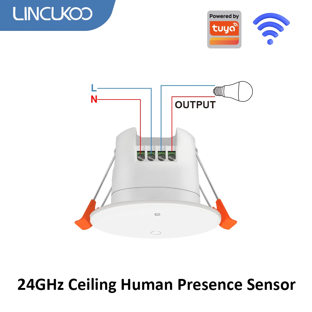 Lincukoo Smart 24GHz Ceiling Human Presence Sensor Tuya WiFi Applicable Scenarios Meeting Room Reading Room Living Room