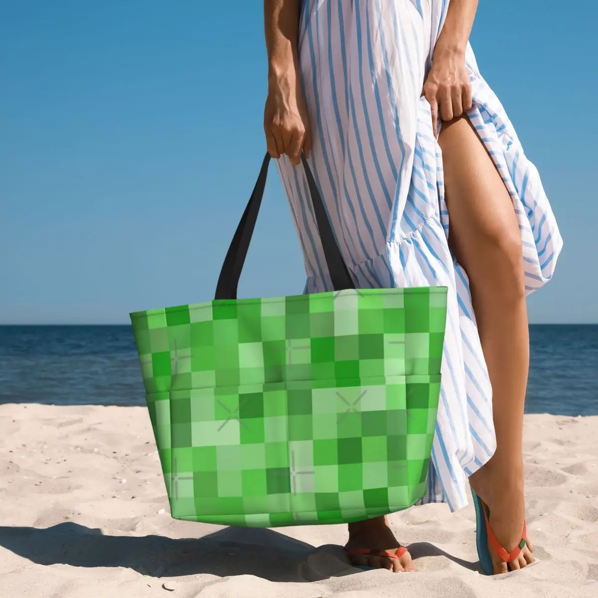 Creeper Pattern Beach Travel Bag, sacola de férias, grande capacidade, bolsa de ombro multi-estilo, presentes