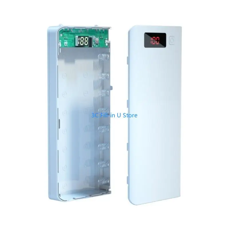 G8TA LCD Display 8x 18650 External Backup Battery Box for Case