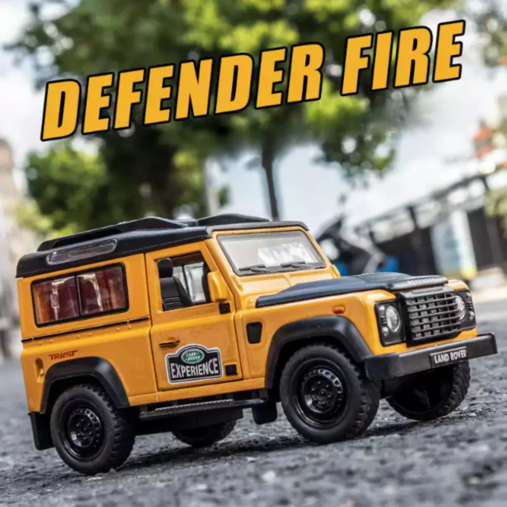 1:32 Land Rover Defender Car Model Off-Road Vehicles Alloy Diecast Metal Toy with Pull Back Sound Light Collection Children Gift