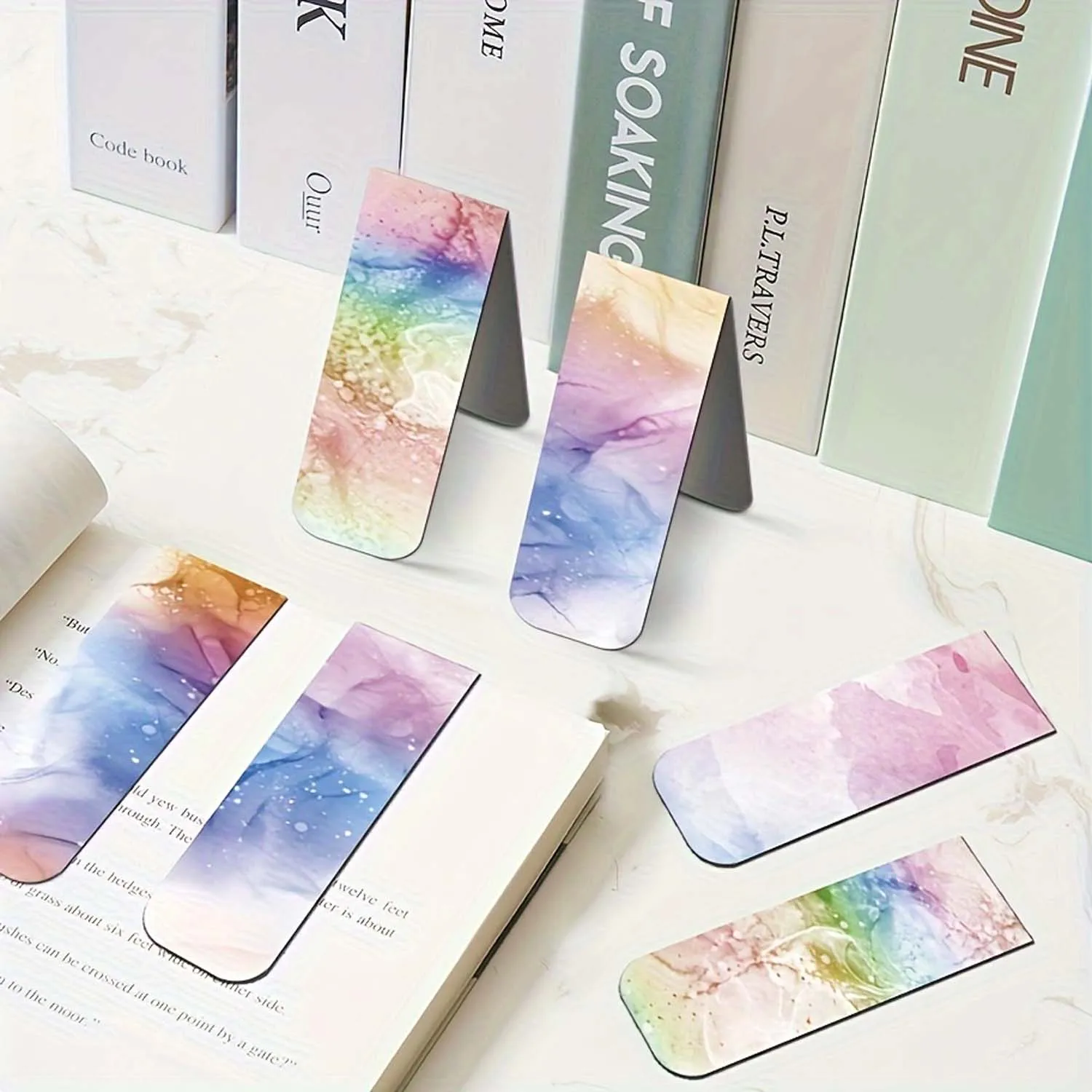 12 pcs Artistic Ink Illustration Magnetic Bookmark Set - Attractive Page Tags for Book Lovers, Teachers, and Students