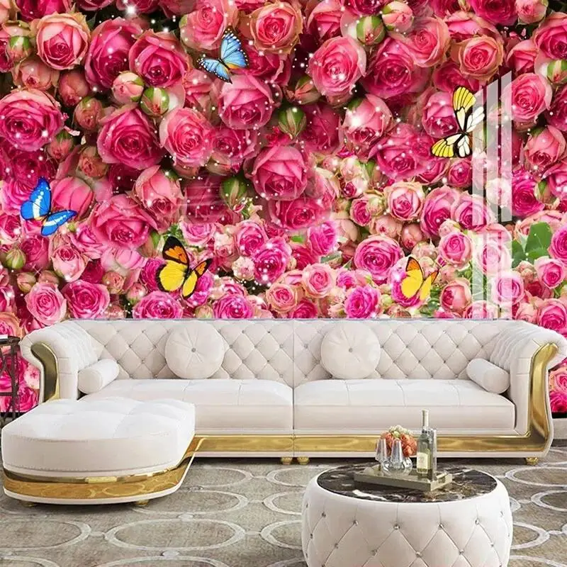 Custom 3D Photo Wallpaper Modern Beautiful Rose Garden Flowers Blooming TV Background Wall Home Décor Tapety Art Papel De Parede