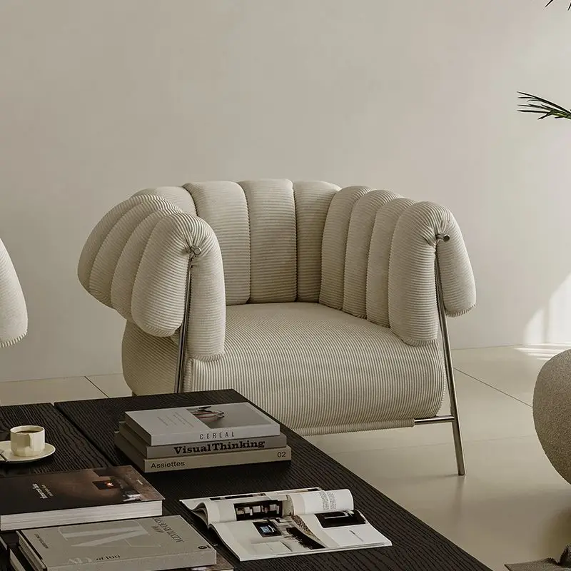 Sofá individual de lujo ligero francés, estilo crema