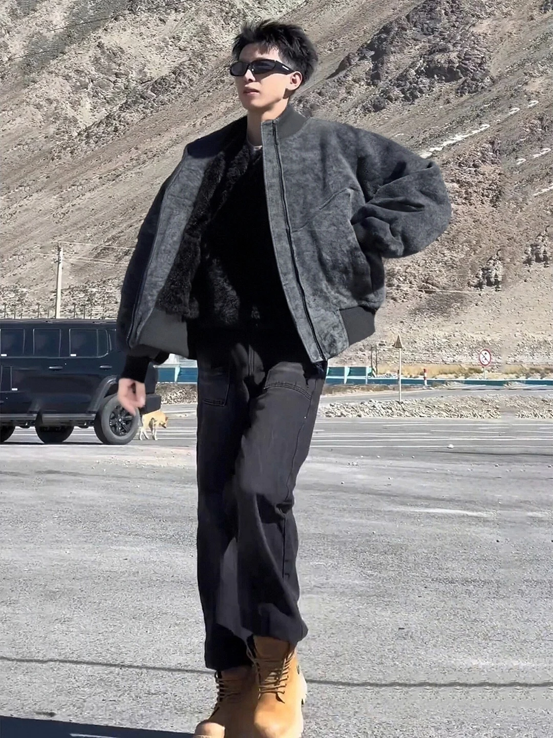 

Американская зимняя куртка из окрашенной кожи и хлопка для мужчин, теплая, с подкладкой из овечьего вельвета, Cleanfit, верхняя одежда