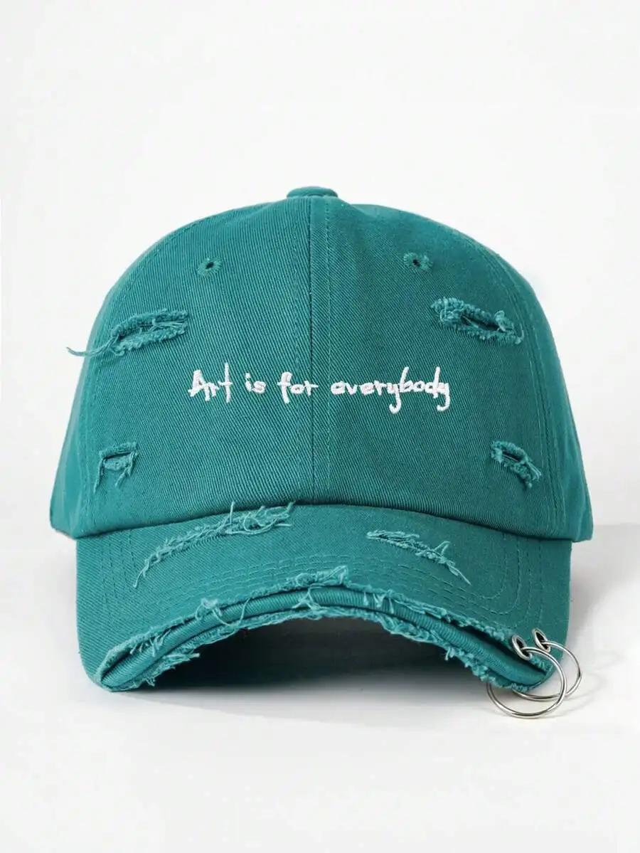 

Distressed Baseball Cap With Metal Ring And Art Is For Everybody Embroidery