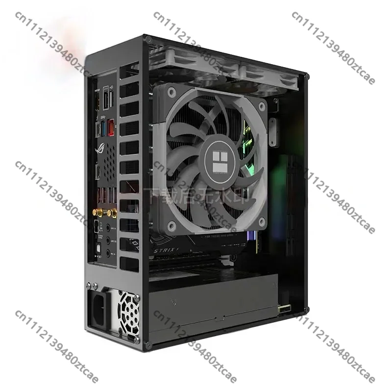 All Aluminum Alloy 1U ITX Chassis, 4L Mini PC Case Compatible With A24-V3 2.0 Core Graphics 1U Power Supply Desktop Cabinet