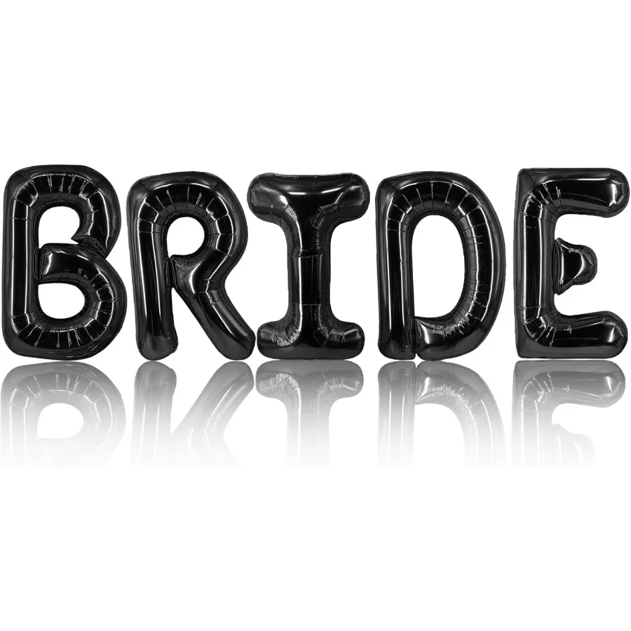 بالونات العروس مقاس 40 بوصة، بالونات توديع العزوبية، بالون زفاف، بالون حروف لتزيين حفلات العزوبية السوداء والخطوبة