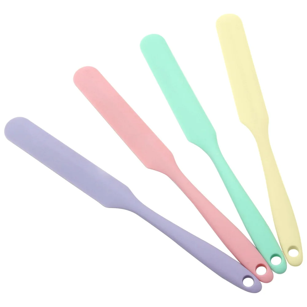 Espátula de Silicone com Cabo Longo para Potes, Raspador de Massa de Fermentação, Espátula de Manteiga, Ferramenta de Cozinha Multifuncional com Lâmina de Reposição, Utensílios de Confeitaria (1/4 Pacote)