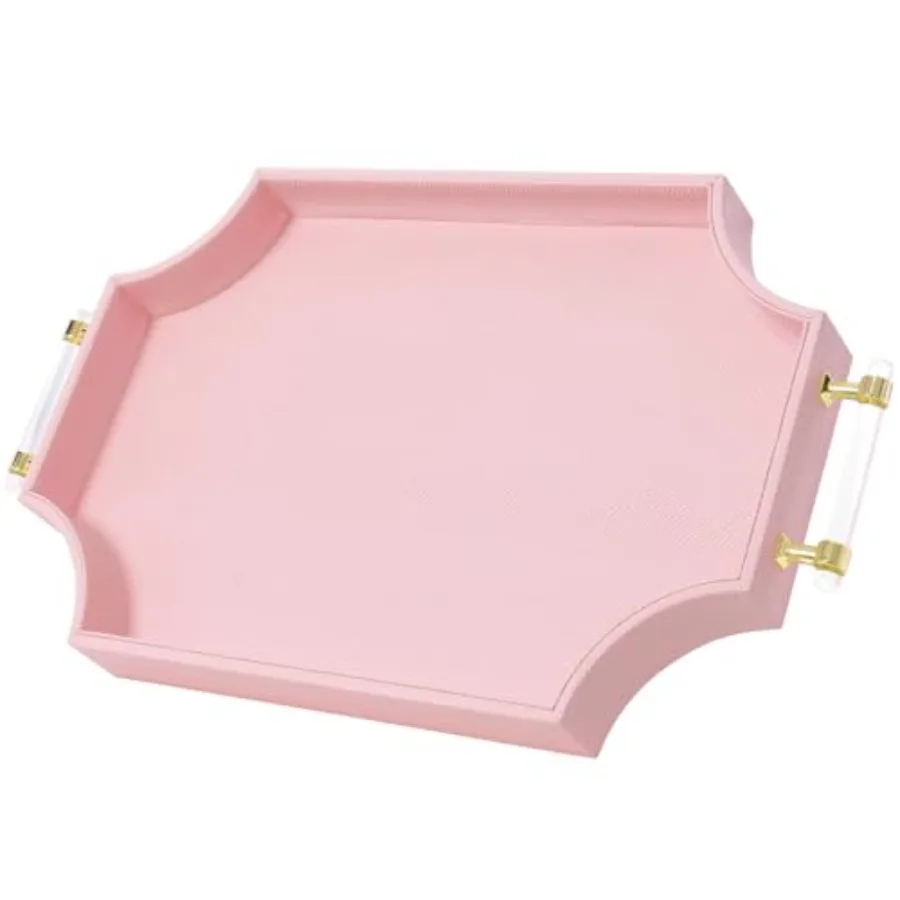 

22.6'' × 13'' Coffee Table Tray Sha Decorative Tray for Ottoman Home Decor Serving Tray with Acrylic Gold Handles Modern Elegan