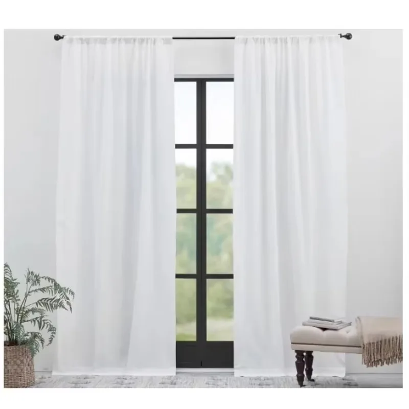 

Белые элегантные термоизолирующие шторы с двойной панелью, светонепроницаемые, 108 дюймов, из мягкого велюра, для спальни