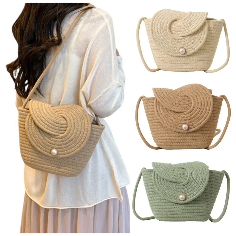 

Sweet Weave Straw Crossbody Bag French Style Cross Design Woven Bucket Bag Casual Portable Hand-woven Shoulder Bags Students