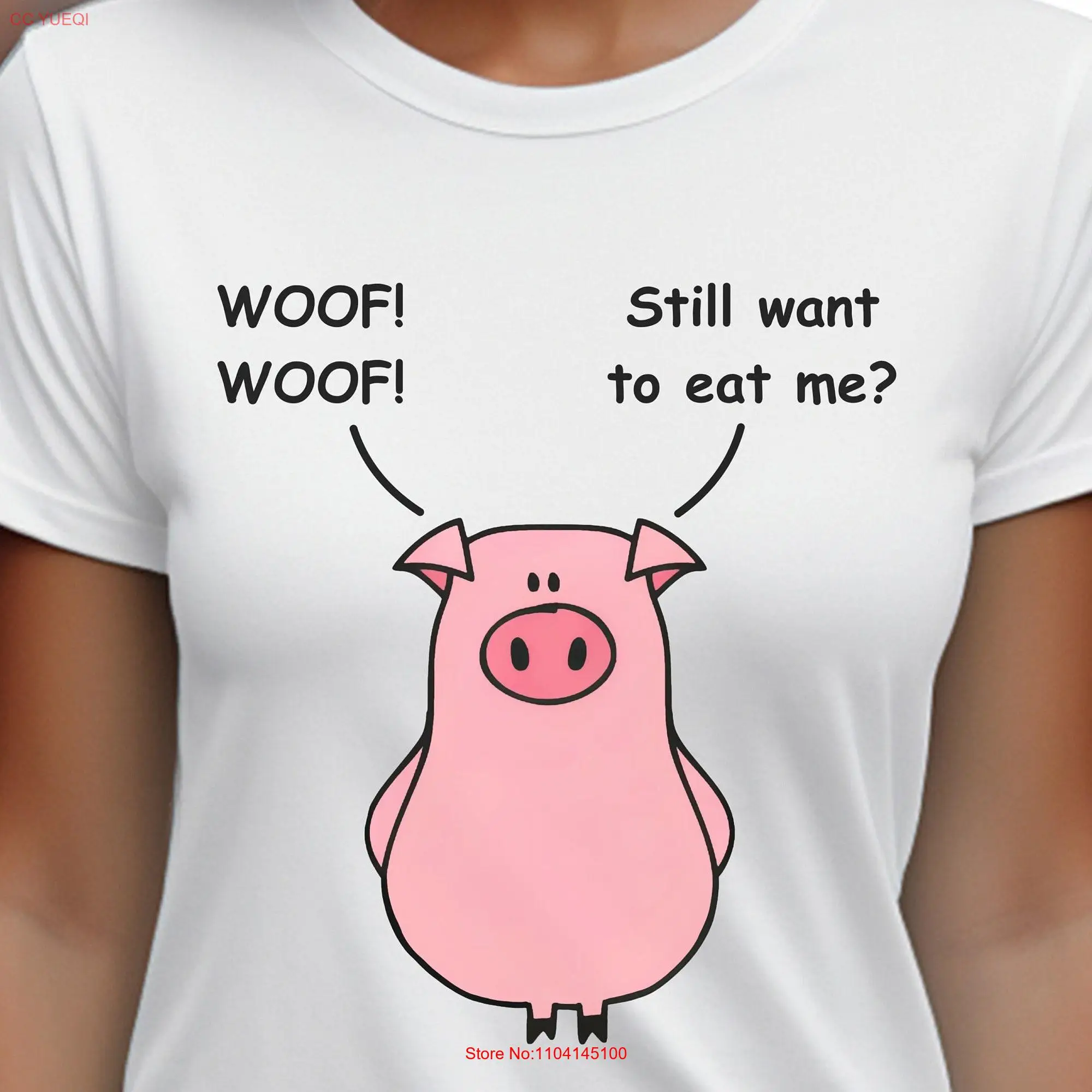 For Vegan Animal Lover T Shirt Activism Funny Right Cute Pig Pretend To Be A Dog Humorous long or short sleeves