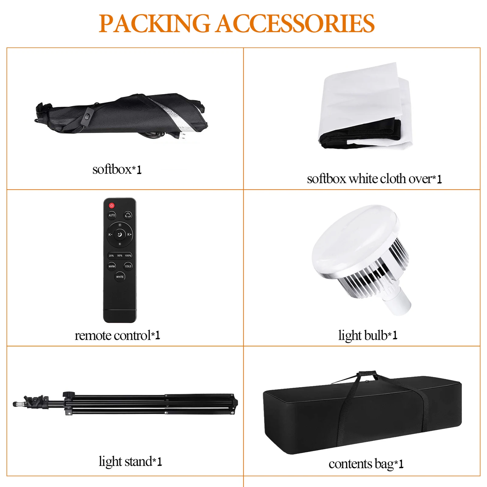 Camnoon Studio Photography Light kit Softbox Lighting Set with 85W 3000K-6000K Bi-color Temperature LED Light * 1 + 50x70cm Soft view 4