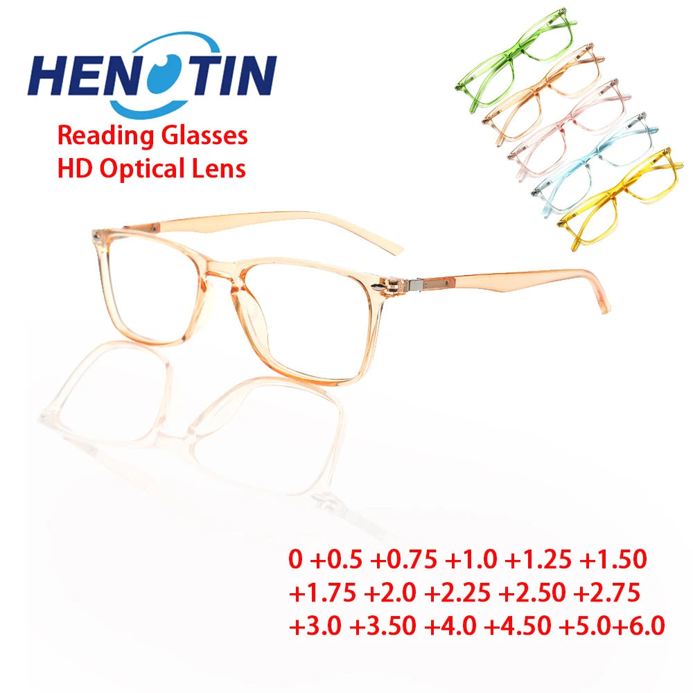 

Henotin Fashion Plastic Transparent Square Frame Reading Glasses Prescription Eyeglasses