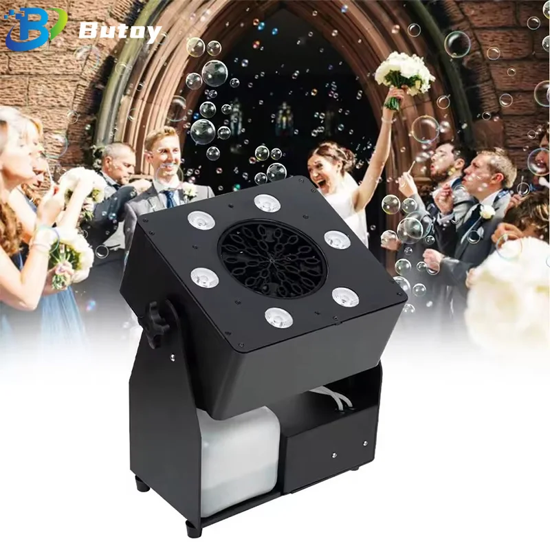 

LED RGBW Bubble Machine Children Party DJ Disco Stage Special Effects Device For Party Outdoor Wedding Bubbles Spraying Machine