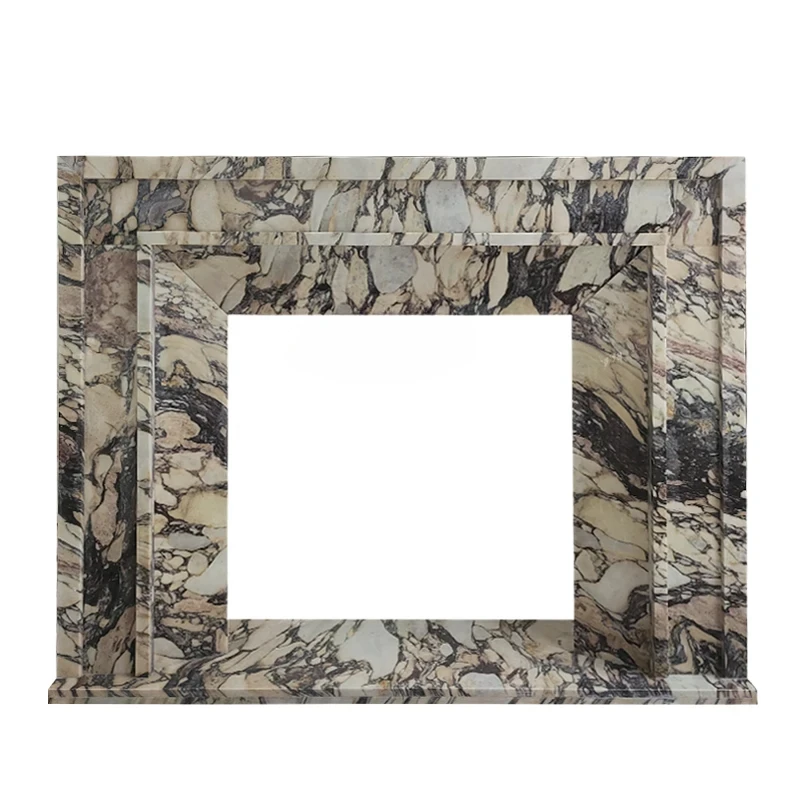 

Natural Italian Luxury Stone Marble Fireplace French Modern Minimalist Purple Stone Fireplace