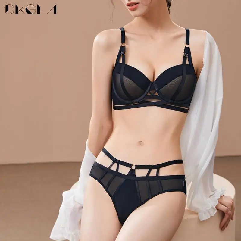 Blue Fashion Underwear Set Sexy Women Bras Thick Padded Bandage Brassiere Push Up Bra Set High Quality Brand Lingerie Plus Size