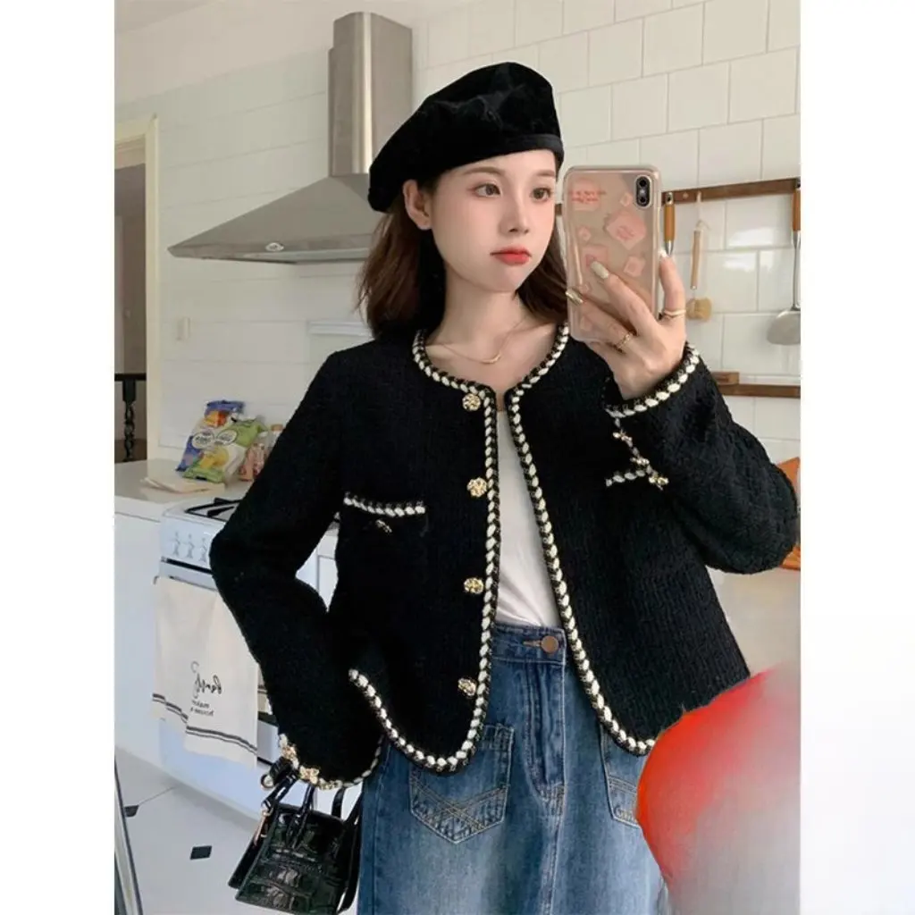 

Утолщенный женский осенне-зимний модный облегающий топ на флисовой подкладке во французском стиле суда, элегантный дизайн, повседневная верхняя одежда