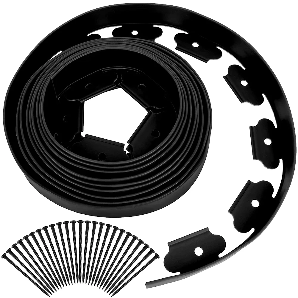 10M No Dig Garden Border Edging with 30Pcs Stakes Landscape Edging Border Kit Garden Edging Coil for Garden Flower Beds and Lawn