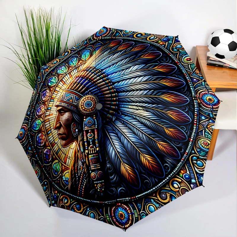 Indian Dreamcatcher Umbrella Automatic Open/close, Sturdy Iron Frame & 8-Rib Struct, Umbrella for Women & Men, Christmas Gifts