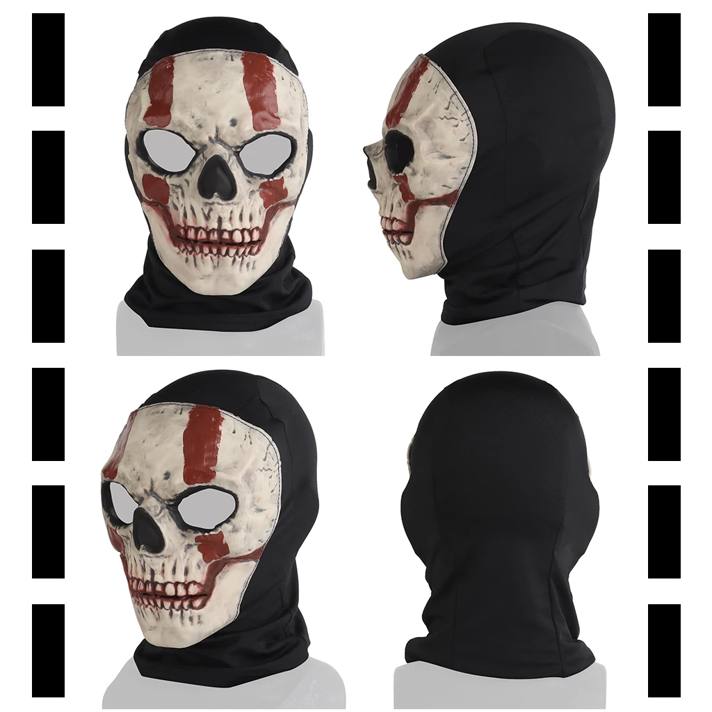 COD Airsoft Ghost Skull Mask MW2 Cosplay Tactical Paintball Full Mask Headgear with lens, Breathable, Stretchy & wear-resistant