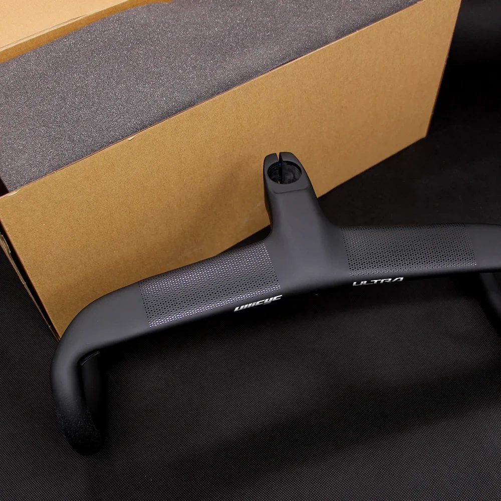 ULLICYC T3 جميع ألياف الكربون المتكاملة الانحناء مقبض كابل داخلي التوجيه للدراجات الطريق ، القطر 28.6 ، العرض 401-500mm #5