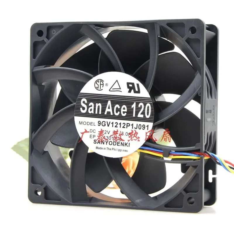 for SANYO 9GV1212P1J091 12V 3A 4-Wire 12cm Cooling Fan Large Air Volume Original