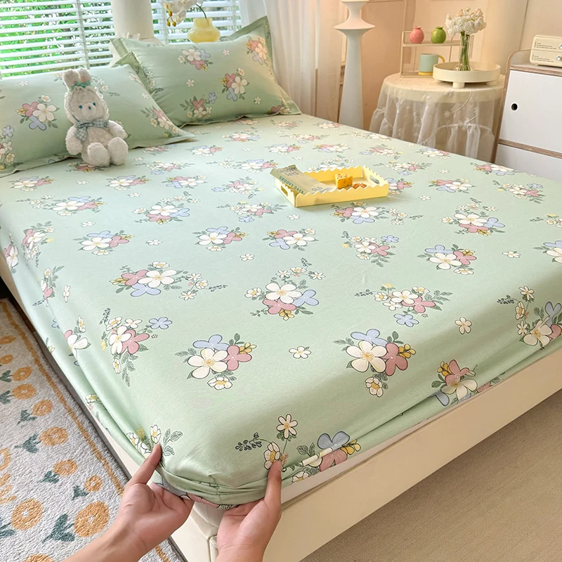 

Cute Flowers Fitted Bed Sheet Deep Pocket Mattress Floral Farmhouse 100%Cotton Luxury Soft Lightweight Bedding Set 2 Pillowcases