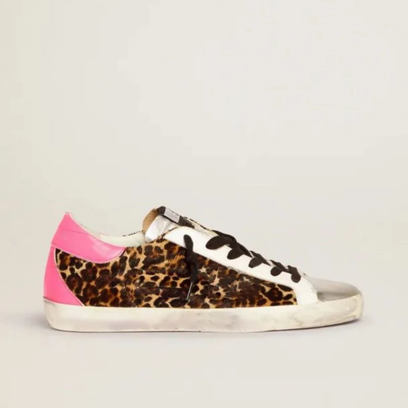 Image of Damen Distressed Dirty Sportschuhe aus Echtleder Sportliche Freizeitschuhe in Weiß Neuer Sommerstil