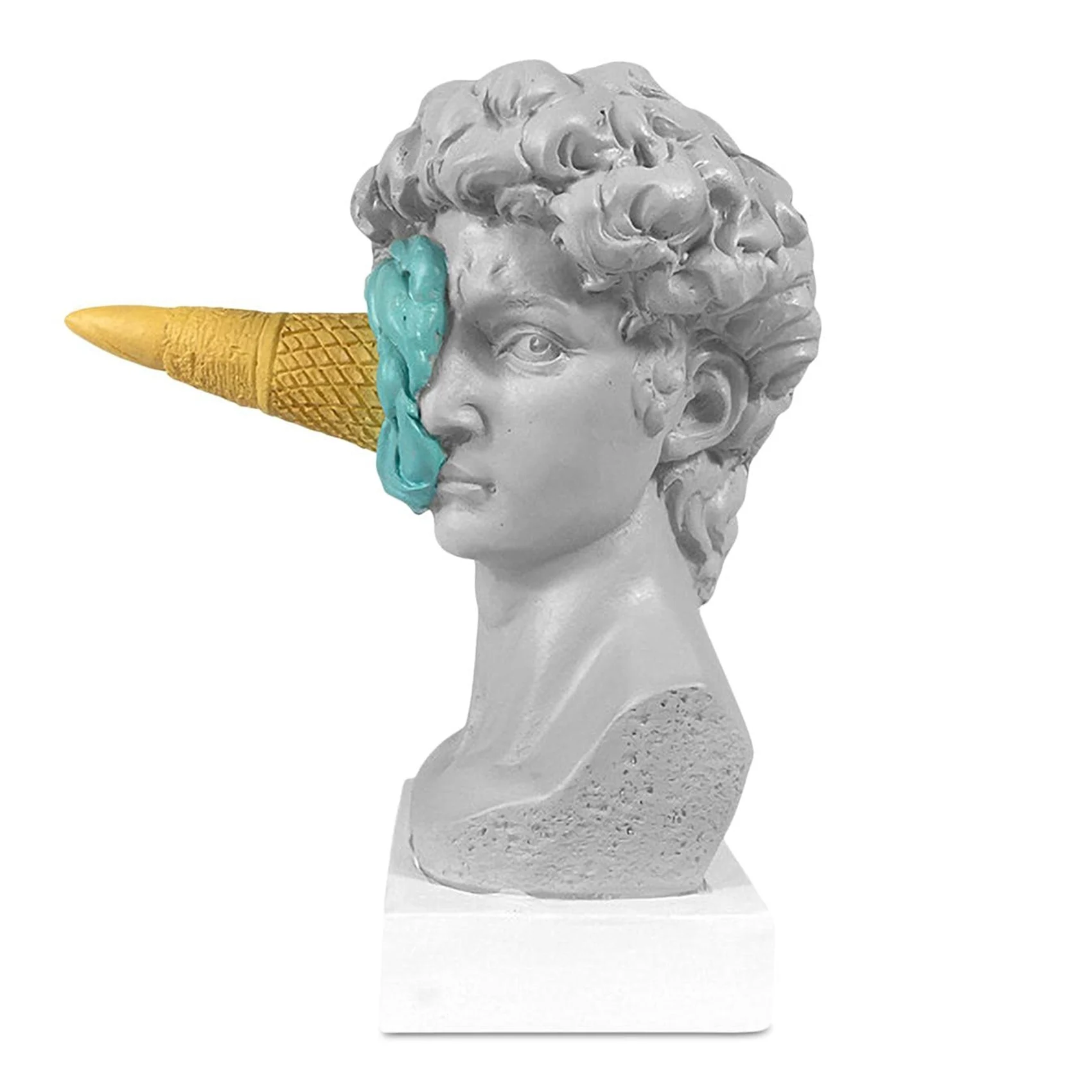 Ice Cream Smashing David Statue European Modern Simple David Head Bust Statue Bedroom Living Room Porch Desktop Decor A