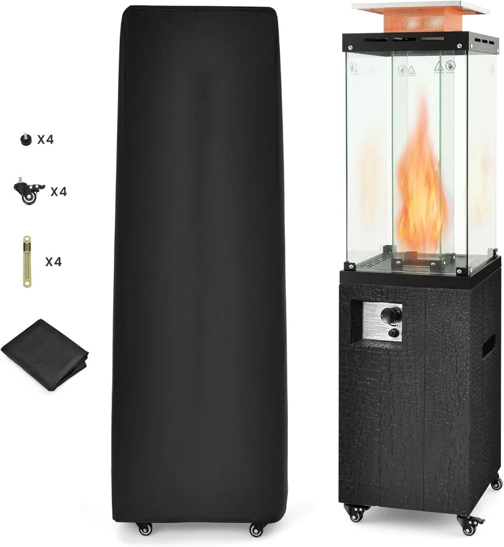 41,000 BTU Outdoor Heater, Propane Patio Heater, Outside Space Heater with Protective Cover, Wheels & Adjustable Feet