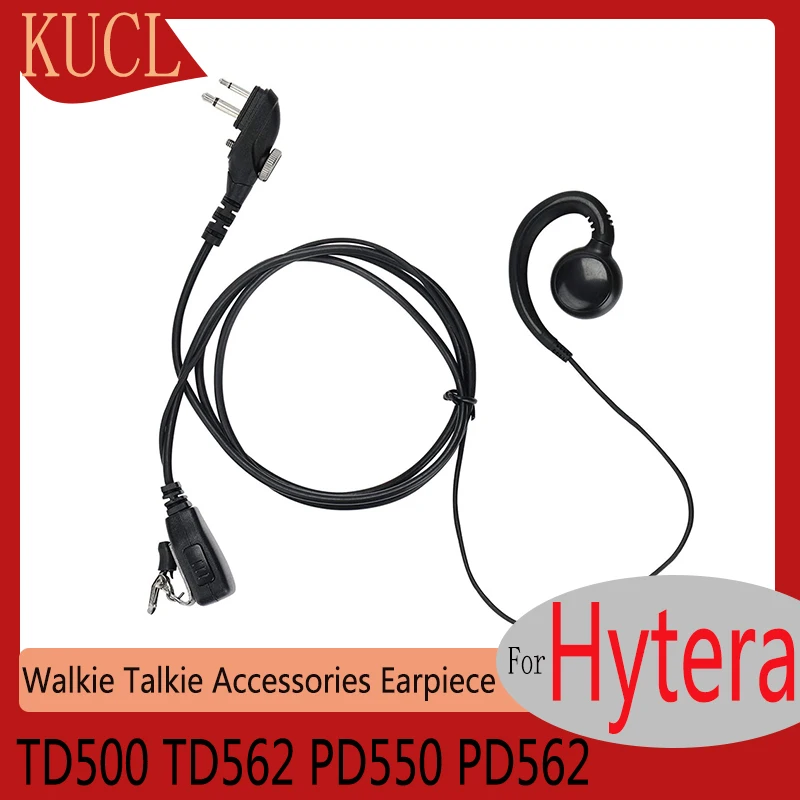 Two Way Radio Walkie Talkie Accessories Earpiece Headset with Mic Compatible with Hytera TD500 TD562 PD550 PD562 Black