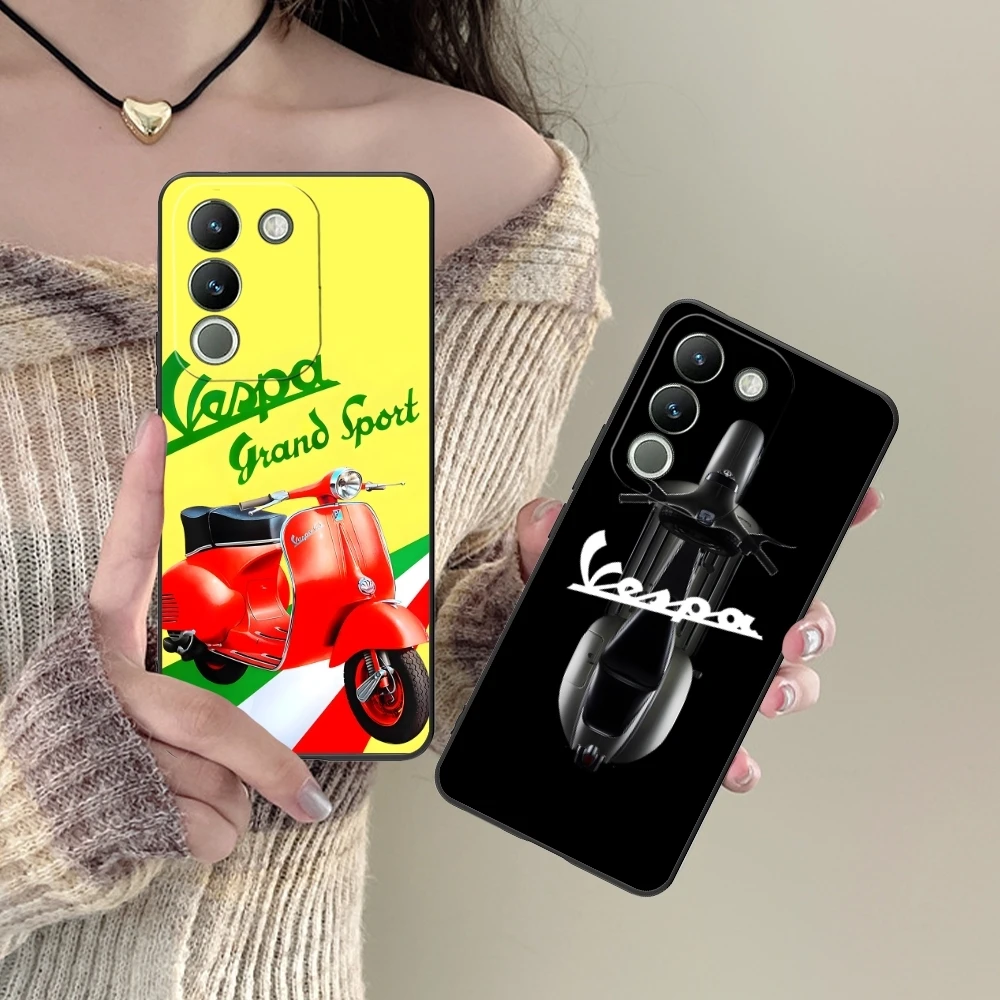 Painting V-Vespa Mobile Cell Phone Case for VIVO Y95 Y93 Y31 Y20 V19 V17 V15 Pro X60 NEX Black Soft Phone Cover Shell