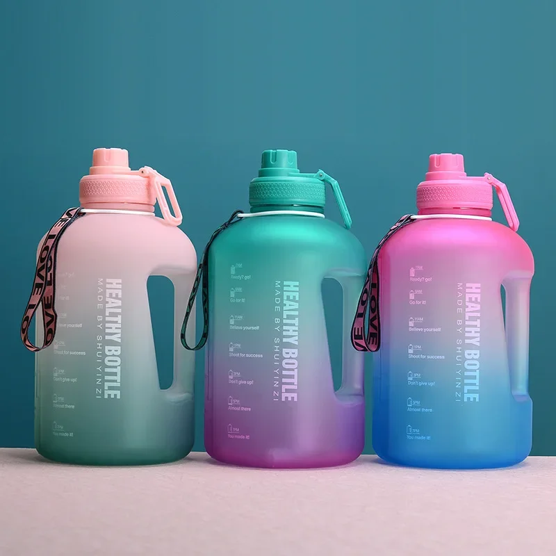 

2.2L Water Bottle With Straw&Strap Locking Flip-Flop Lid Outdoor Gym Bottles Fitness Sports BPA Free Large Capacity Jug Termo