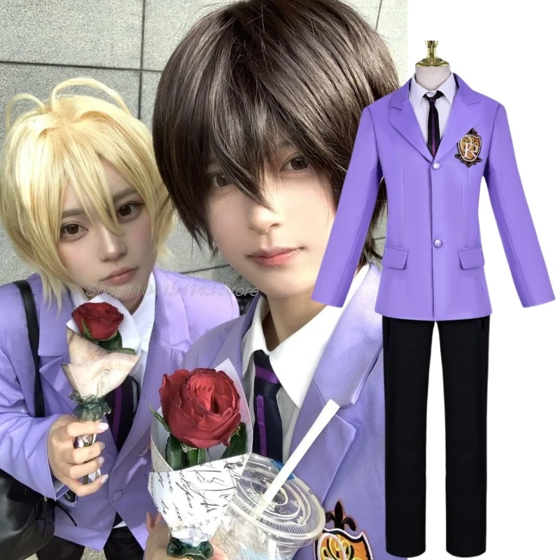 Disfraz de Cosplay de Anime Fujioka Haruhi, Ouraon, Club de presentador de escuela secundaria, uniformes escolares de Halloween, trajes de uniforme Suou Tamaki