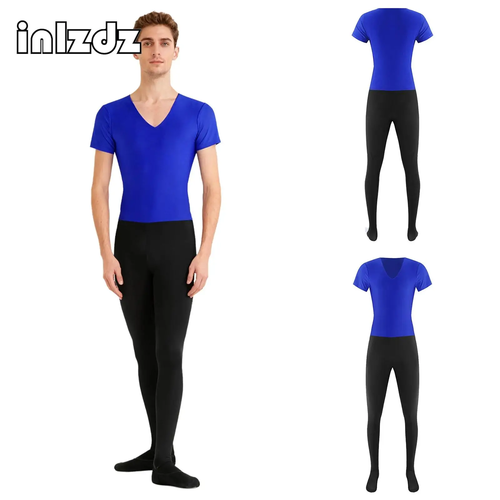 

Mens Ballet Dance Leotard Jumpsuit Short Sleeve Leggings Long Pants One Piece Bodysuit Figure Skating Gymnastics Dance Costume