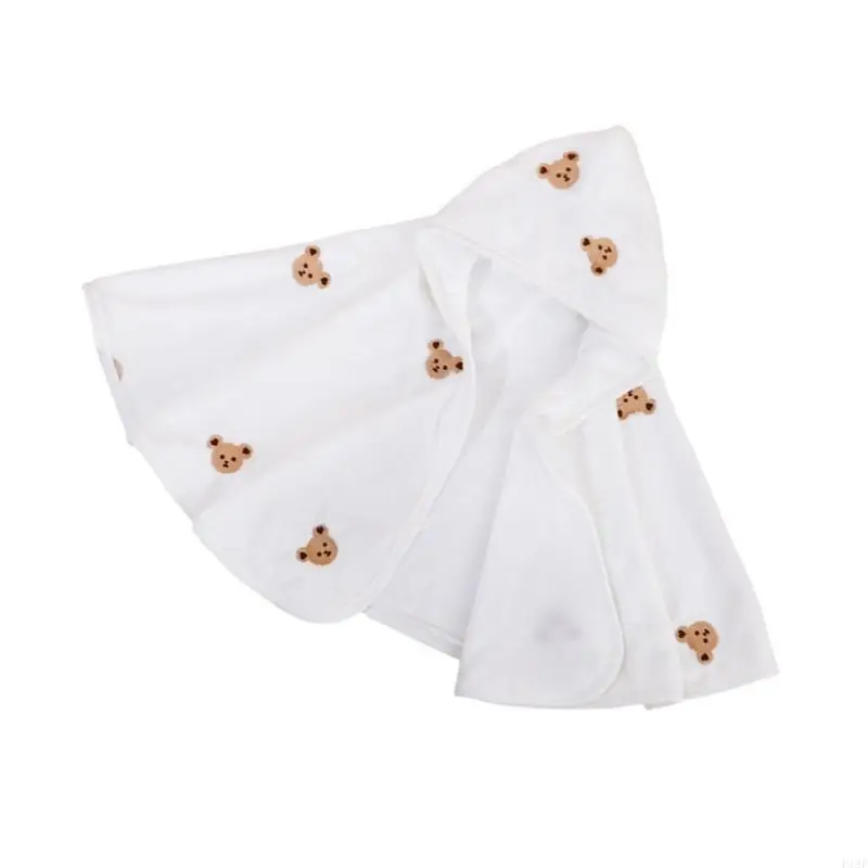 

F19F Baby Hooded Bath Towel Soft Comfortable Cloak Shoulder Wrap Blanket Bathrobe Wearable for 0-3 Year Boys Girls