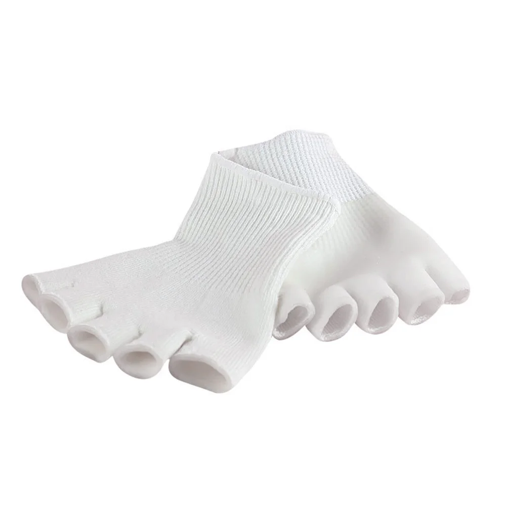 

1 Pair 5-Toe Gel Moisturizing Socks For Women Open-Toed Non-Slip Spa Recovery Sock Cotton Stretchable Foot Care Tool