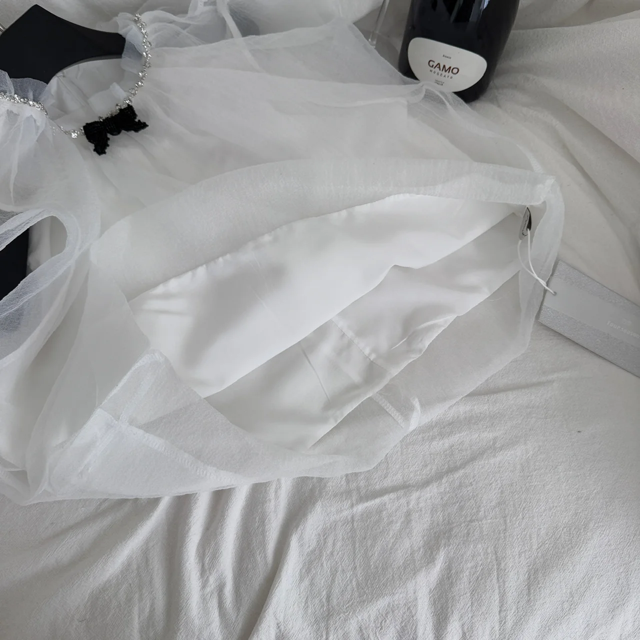 

Ele Heavy Embellied Knot Chiffon irt Women's Summer Versatile Chic Blouse Commute Sle Slim Fit Regular Le...