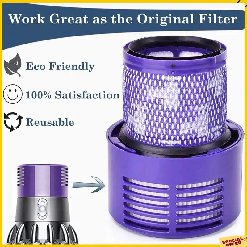 A24P 6 عبوات من فلاتر HEPA البديلة V10 لـ Dyson V10 SV12، رقم الجزء. 969082-01، قابل للغسل وإعادة الاستخدام